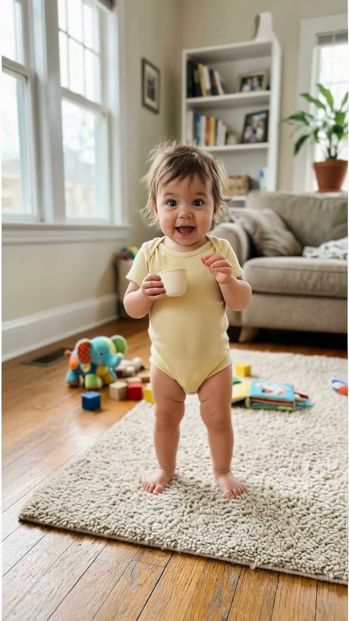 Bonito Bonito Baby AI result preview — One photo of your baby becomes a 15-second clip: a proud smile, a pretend sip, a hug and a sway, framed in…